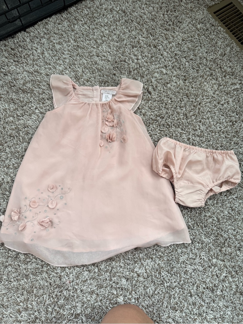 Catherine Malandrino Blush Pink Floral Appliqué Dress with Bloomers